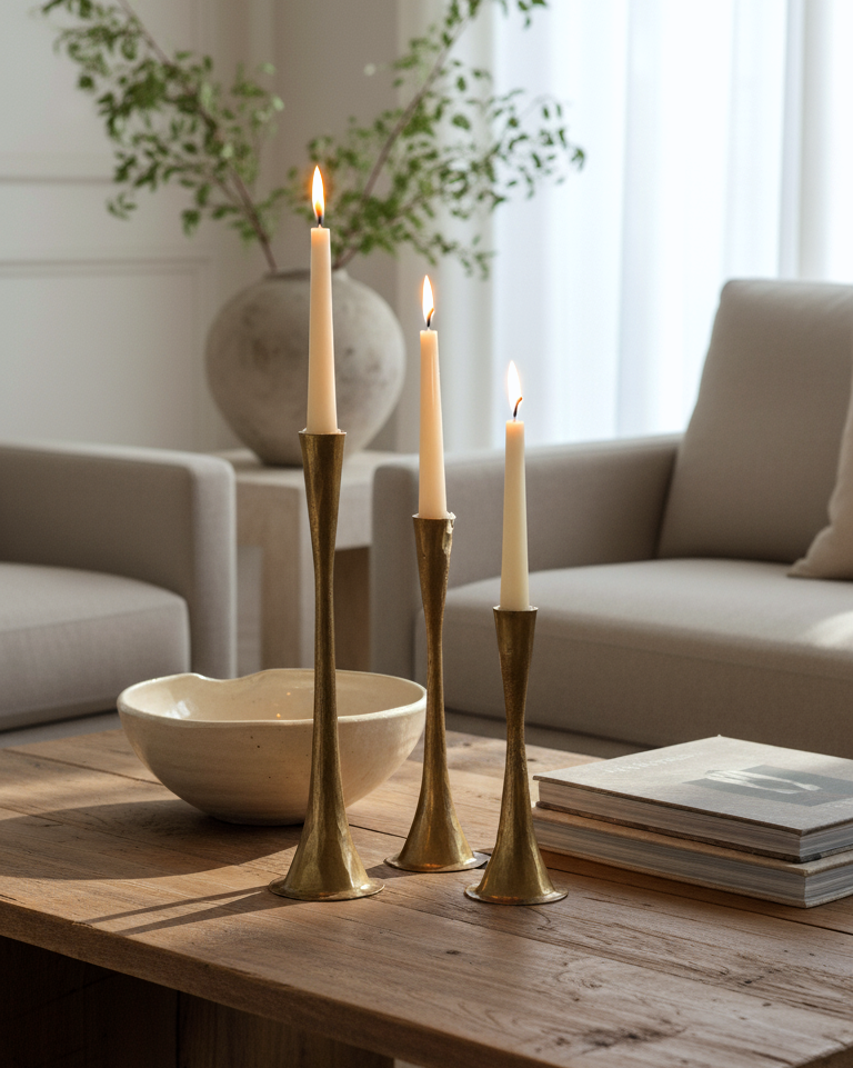 Anya Brass Taper Holders, Set of 3 - Image 2