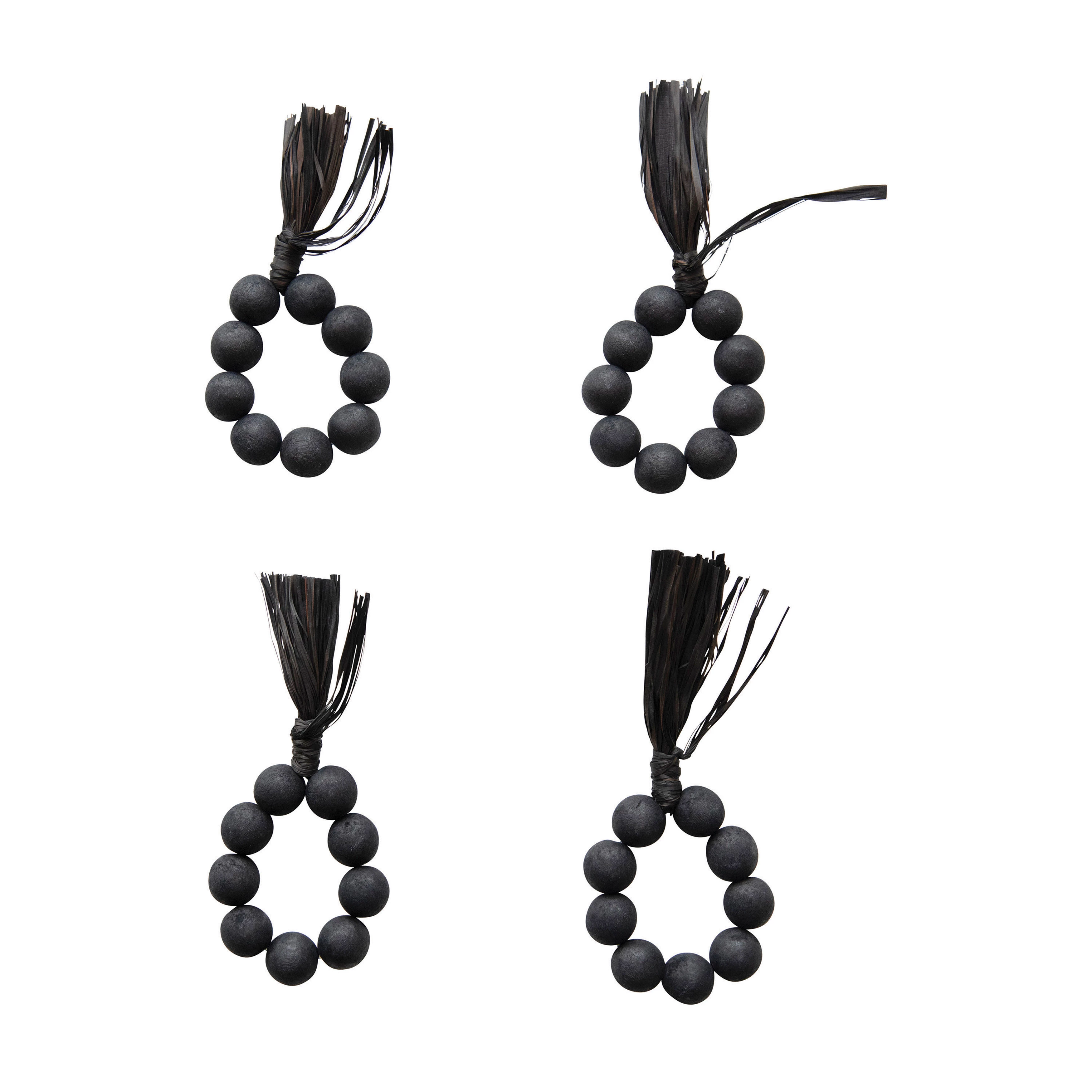 Black Beaded Napkin Rings, Set of 4 - Image 2