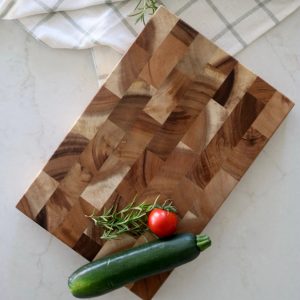 Suar Wood End Grain Butcher Block, with handles