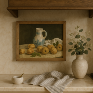 Wood Framed Art, Lemons + Pitcher