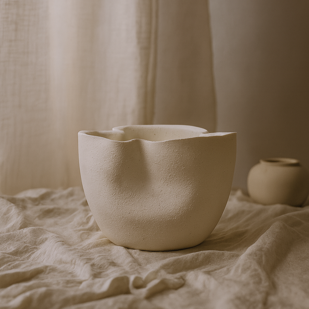 Caledria Ruffled Ceramic Planter, holds 4" pot - Image 4