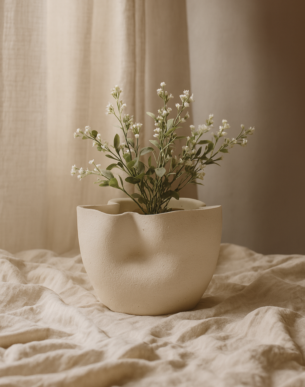 Caledria Ruffled Ceramic Planter, holds 4" pot - Image 5
