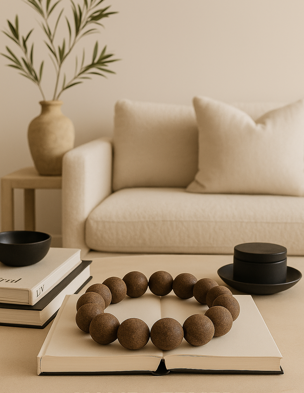 Sedona Cement Beaded Garland, Distressed Brown - Image 3