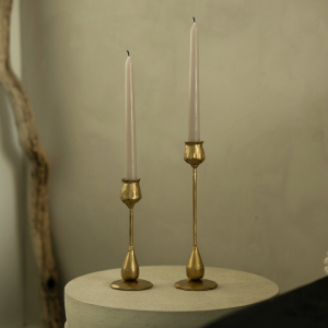 Cora Brass Taper Candle Holders, Set of 2