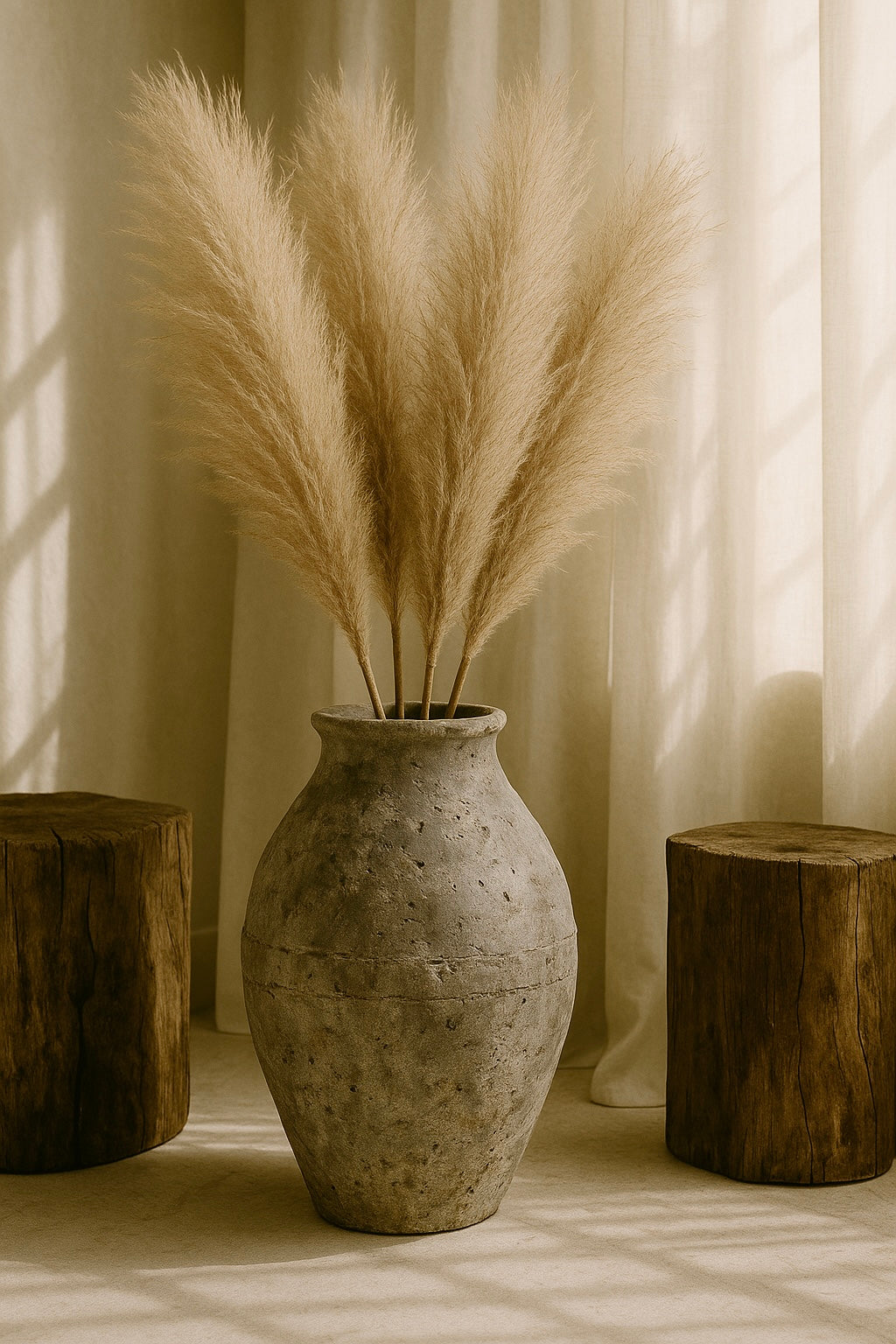 Faux Pampas Grass, Beige, Set of 2 - Image 2
