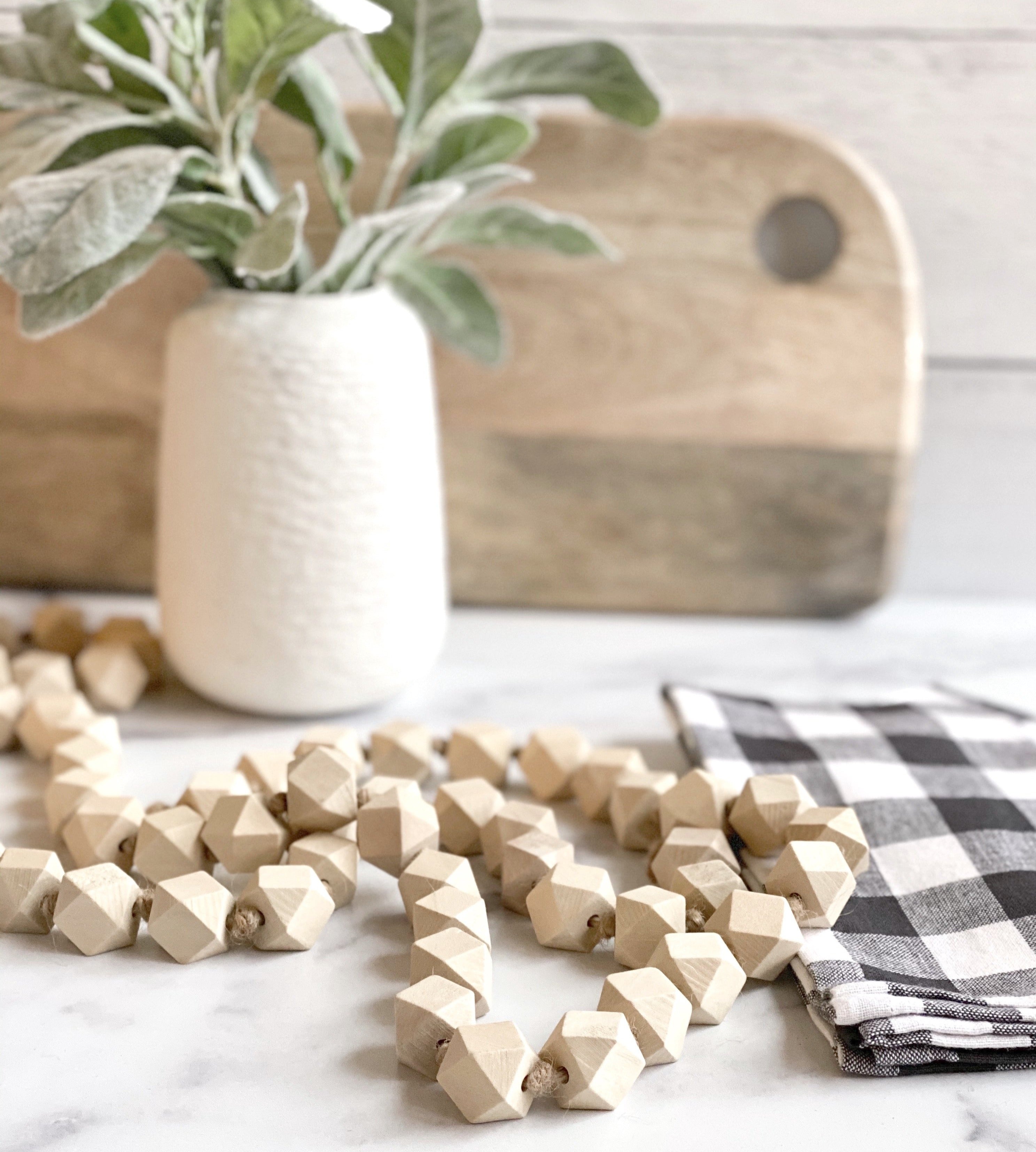 Geometric Wood Beaded Garland