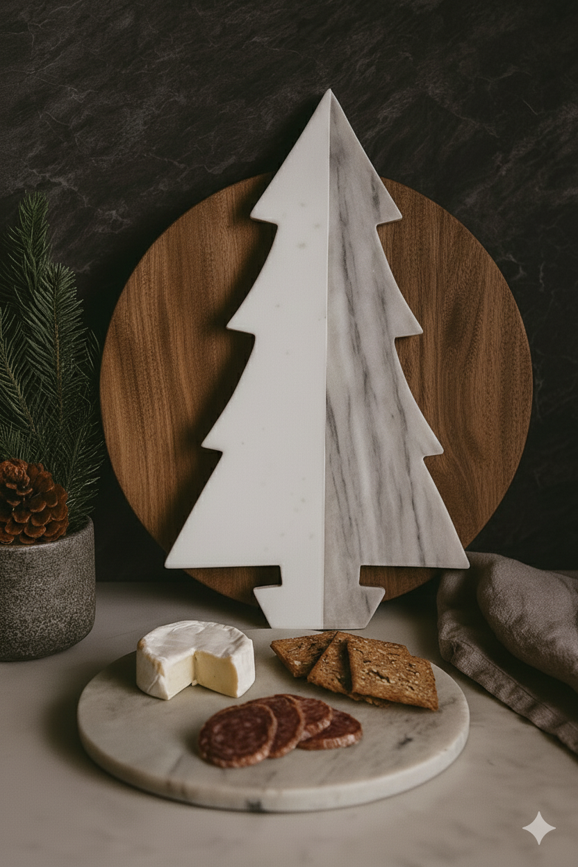 Marble Christmas Tree Board, Two-toned - Image 3