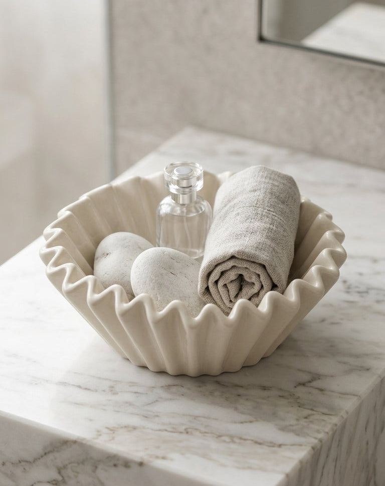 Margot Fluted Bowl, White - Image 5