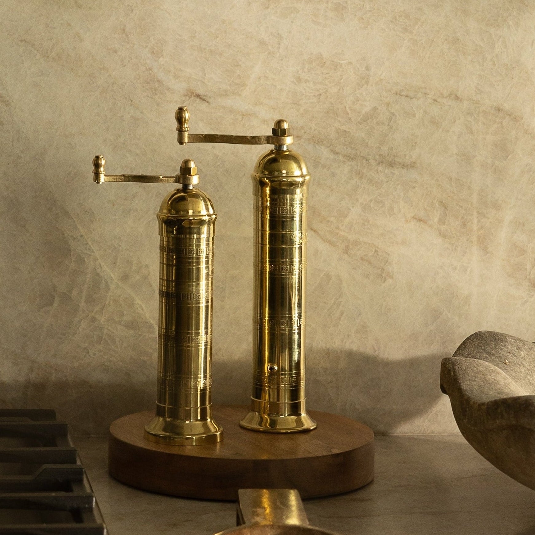Ophelia Greek Salt + Pepper Mills, Set of 2