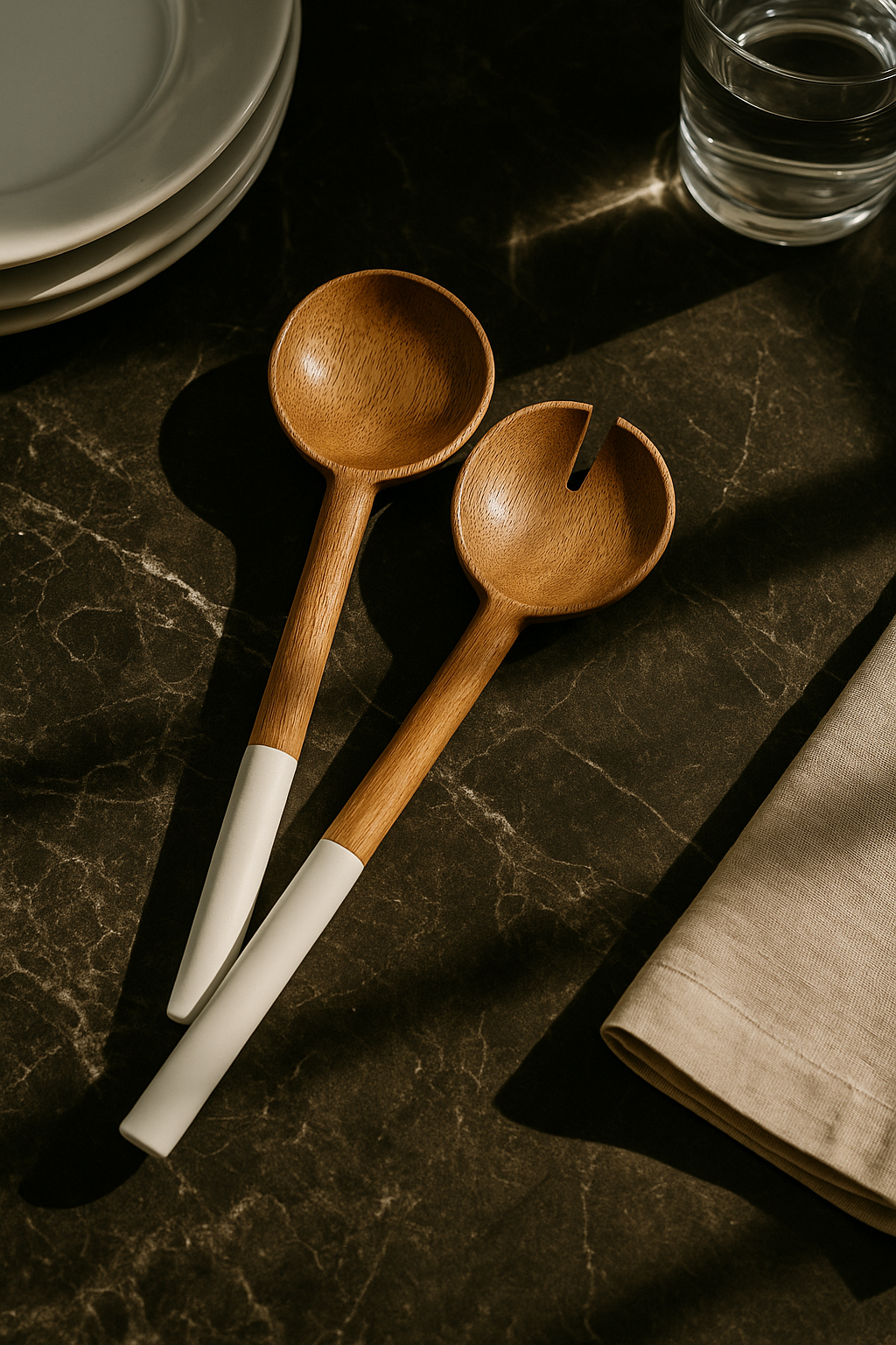 Palmer Wood + White Bowl and Salad Servers (Bundle) - Image 8