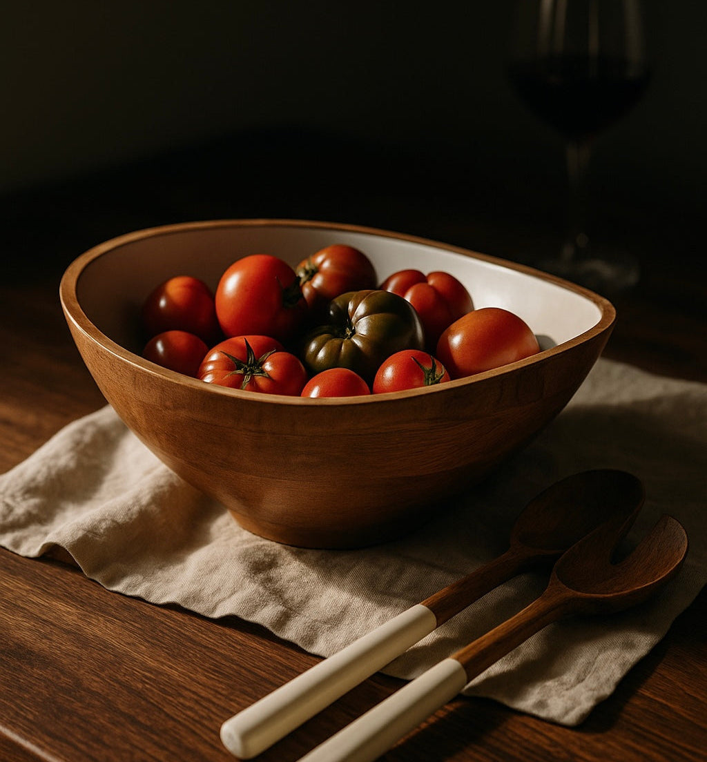 Palmer Wood + White Bowl and Salad Servers (Bundle) - Image 4