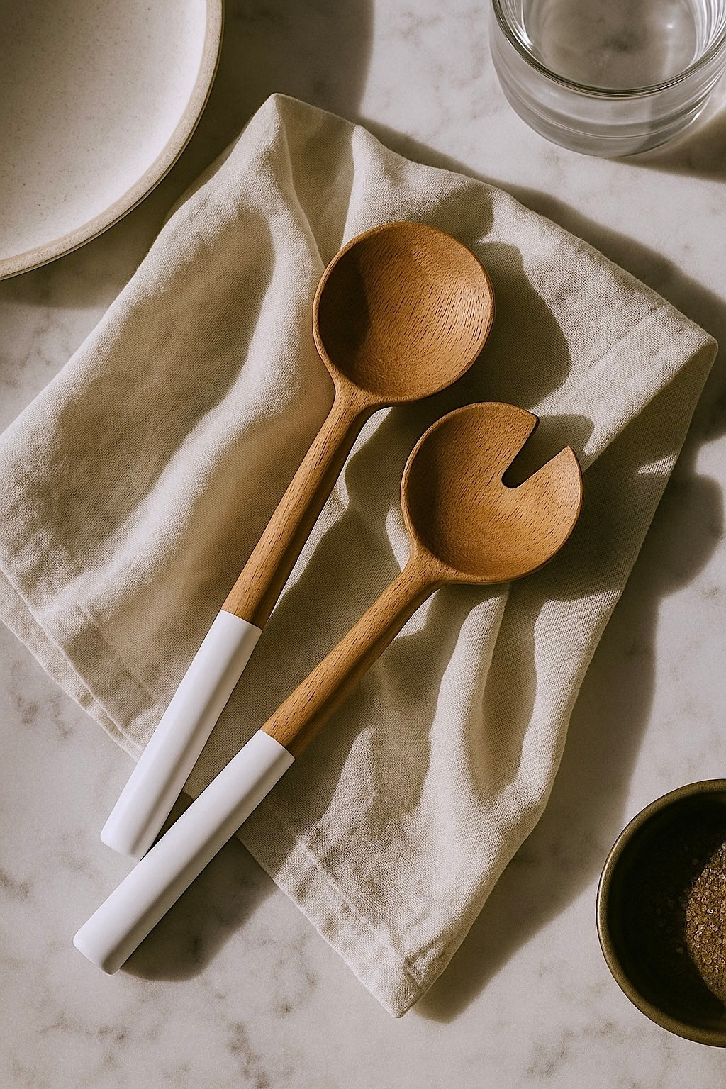 Palmer Wood + White Bowl and Salad Servers (Bundle) - Image 6