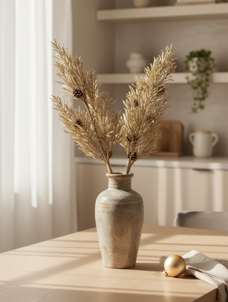 Pine Stems with Pinecones, Gold Finish - Image 2