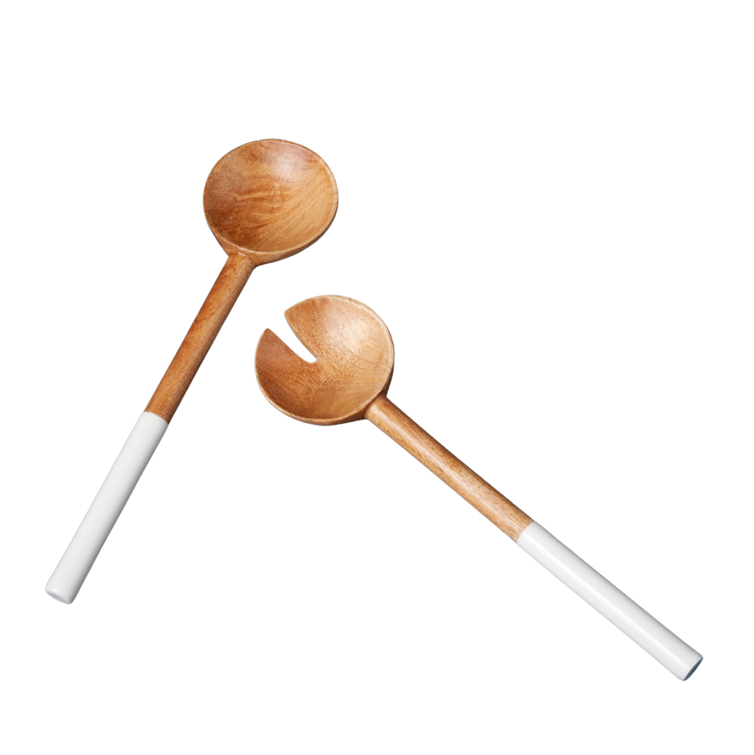 Palmer Wood + White Salad Servers, Set of 2 - Image 4