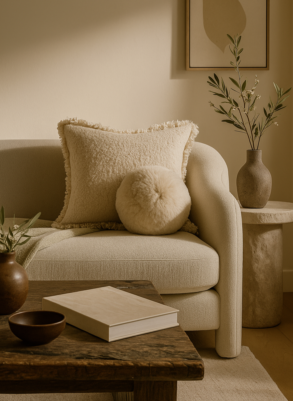 Solene Sheepskin Sphere Pillow - Image 2