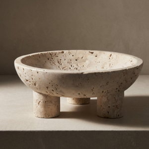 Capri Footed Travertine Tazza - Limited Release