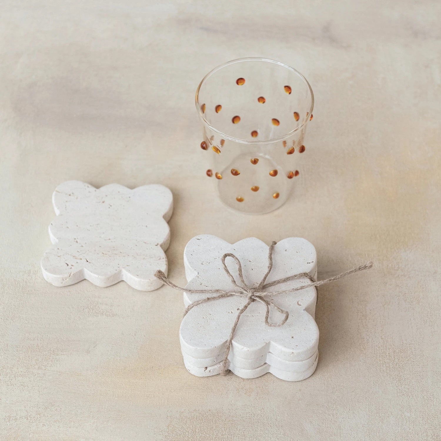 Scalloped Travertine Coasters, Set of 4 - Image 2