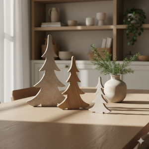Wood Glitter Standing Trees, Set of 3